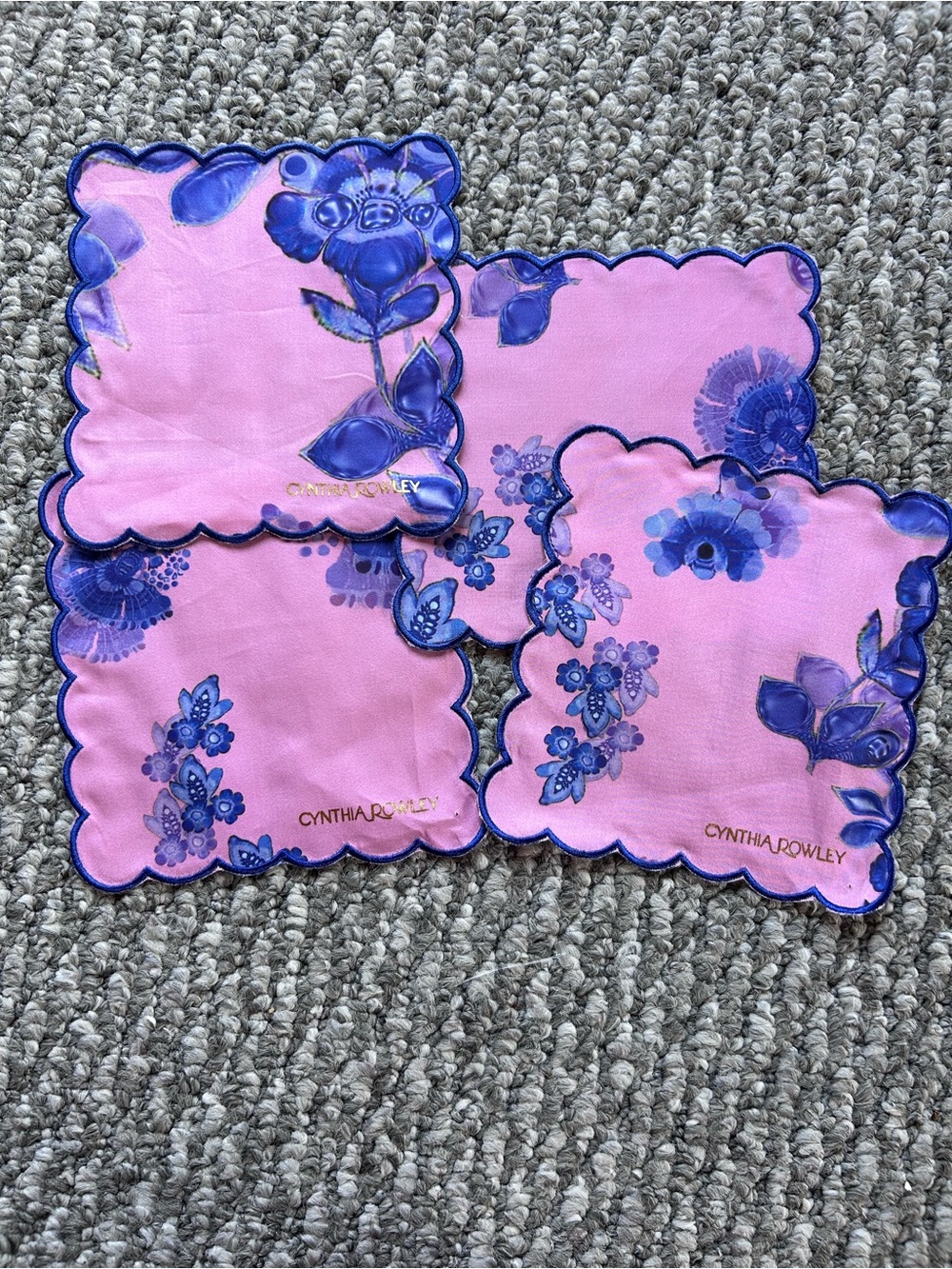 Cynthia Rowley Pink with Blue Floral Cocktail Napkins